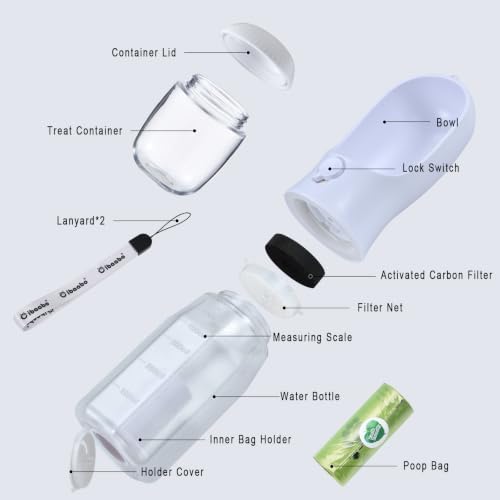 Cibaabo Dog Water Bottle with Food Container & Poop Bag Holder & Filter - Image 3