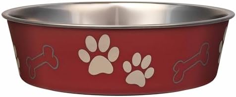 Loving Pets Bella Dog Bowls- Stainless Steel Dog & Cat Bowls - Spill Proof Dog Food Bowl, Cat Bowl, Puppy Essentials & Pet Supplies Great for Home & Travel (X-Large 65-100lbs, Merlot) by Loving+Pets
