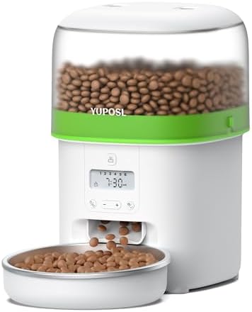 Automatic Cat Feeder - 2L Cat Food Dispenser, Timed Auto Pet Feeder with 180-day Battery Life, 1-6 Meals Per Day, 1-16 Portion, Desiccant Bag Keeps Dry Food Fresh, Also for Small Dogs by Yuposl