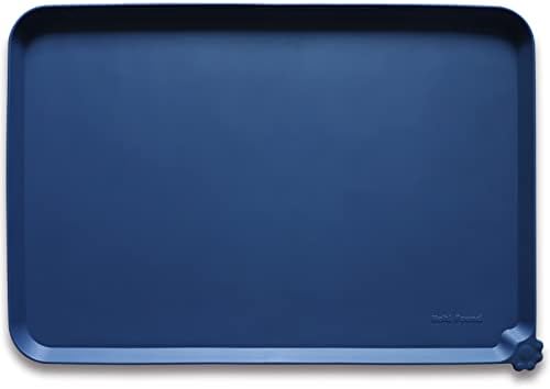 Hoki Found XX-Large Silicone Pet Food Mats - Non-Slip Dog & Cat Bowl Placemats - Waterproof Feeding Mats - Ink Indigo by Hoki+Found