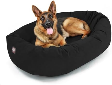 Majestic Pet 52 Inch Suede Calming Dog Bed Washable – Cozy Soft Round Dog Bed w/Spine Support for Dogs to Rest Head - Fluffy Donut Dog Bed 52x35x11 (Inch) - Round Pet Bed X- Large – Black (2025) by MajesticPet