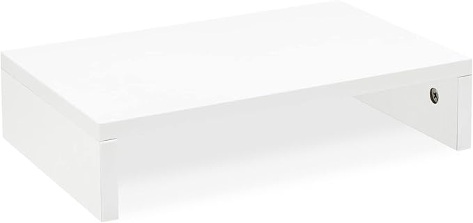 TEAMIX 14.2 inch White Monitor Stand Riser, Wood Monitor Riser with Storage for Desk Small Monitor Stand TV/Screen/PC/Laptop Riser Computer Stand Desktop Shelf (White-14.2 inch) by TEAMIX