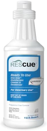 REScue One-Step Ready-to-Use Disinfectant Cleaner & Deodorizer – For Veterinary Use, Animal Shelters, Pet Foster Homes, Kennels, Litter Box – 32 Ounce RTU (Spray Nozzle NOT Included) by REScue