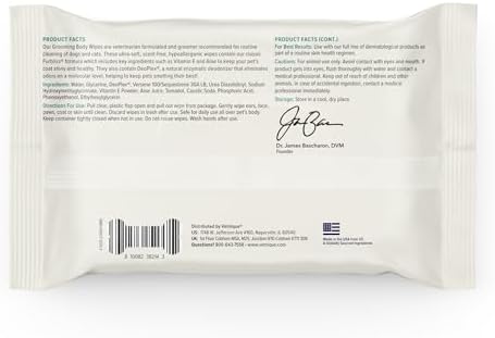 Vetnique DermaBliss Cat & Dog Grooming Wipes, Deodorizing Pet Wipes, 100ct - Image 3