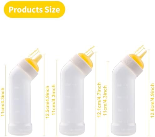 Pet Nursing Bottle for Newborn Animals,Kitten Bottle Feeding Kit Silicone Nipple for Kittens Puppys Rabbits Squirrel (Yellow, Small+Medium+Large) - Image 2