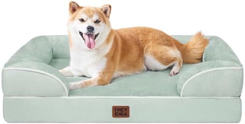 EHEYCIGA Orthopedic Large Dog Bed, Waterproof Memory Foam, Non-Slip Bottom, Sage Green, 35"L x 22"W x 6.5"Th by EHEYCIGA