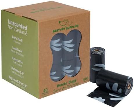 Best Pet Supplies GRS Poop Bags for Dogs - Black, 600 Count, Unscented by BestPetSuppliesLLC
