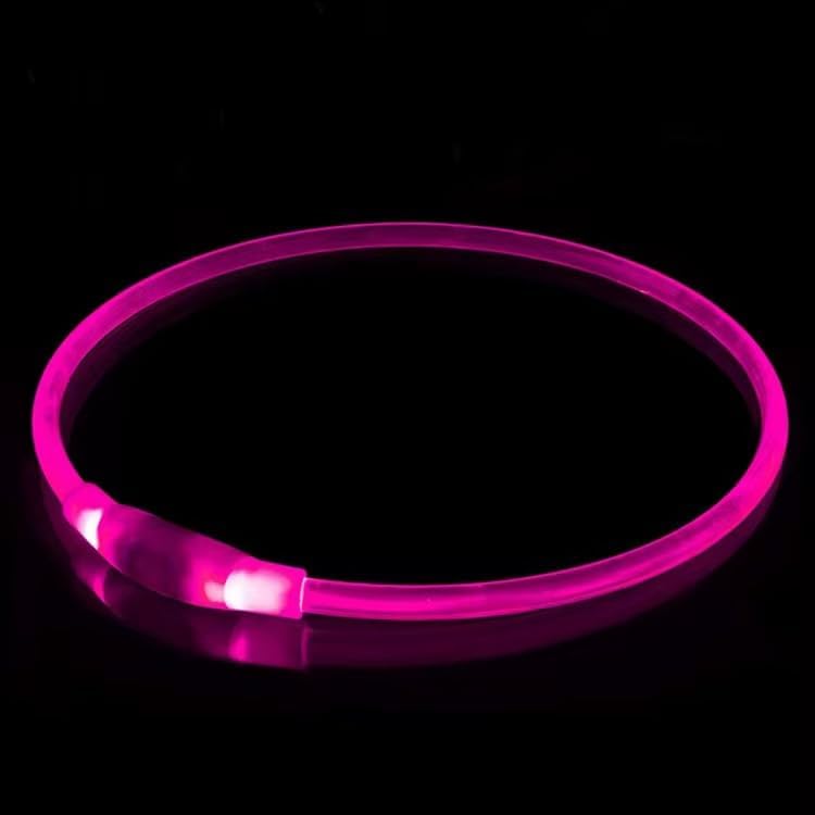 LED Dog Collar, Cut-to-Fit Light Up Dog Collar Protection for Night Walking, IP67 Waterproof USB Rechargeable Glowing Pet Collar, High Visibility Super Bright Flash Safety Lights for S/M/L Dogs (PINK) - Image 2