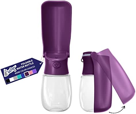WePet Foldable Portable Dog Water Bottle Puppy Water Dispenser with Drinking Feeder, 12 OZ, High-Temperature Resistant Leak Proof for Pets Outdoor Walking, Hiking, Travel, Food Grade Plastic BPA Free by WePet