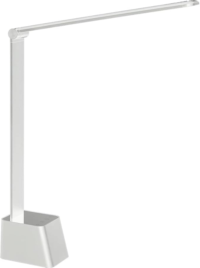 Ambertronix Minimalist LED Desk Lamp, 5 Lighting Modes, USB Charging Port, Aluminum Arms, Portable, Dimmable, Touch Control, Auto Timer, Power Adapter (5V2A) Required and Included (White) by AmbertronixOfficial