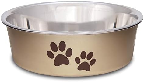 Loving Pets Bella Dog Bowls- Stainless Steel Dog & Cat Bowls - Spill Proof Dog Food Bowl, Cat Bowl, Puppy Essentials & Pet Supplies Great for Home & Travel (Small 10-20 lbs, Champagne) by Loving+Pets