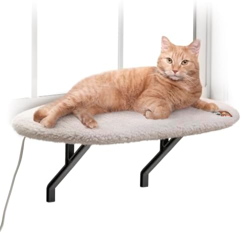 K&H Cat Window Perch, Heated Kitty Sill, Safety Listed, 24x14in, Fleece by KHPetProducts