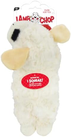 Multipet Lamb Chop Dog Plush Toy 10", Cream, 5 Squeakers - Image 2