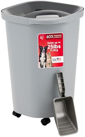 IRIS USA Dog Food Storage Container, Up to 25 lbs, Gray/Dark Gray by IRISUSA