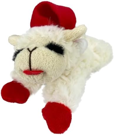 Multipet Lamb Chop Dog Plush Toy with Santa Hat - Squeaky Toy by Multipet