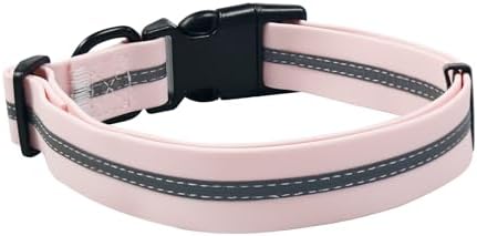 Nimble Reflective Waterproof Dog Collar Adjustable Odor Resistant Easy Clean Pet Collar for Small Medium Large Dogs Night Walking Outdoor Rainy Use (Light Pink, Large (15.35”-24.8”inches)) - Image 2