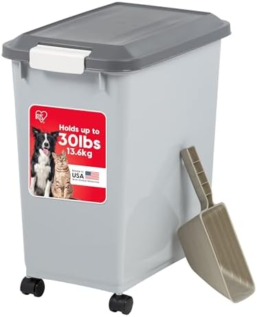 IRIS USA Dog Food Storage Container, Up to 30 lbs, Gray/Dark Gray by IRISUSA