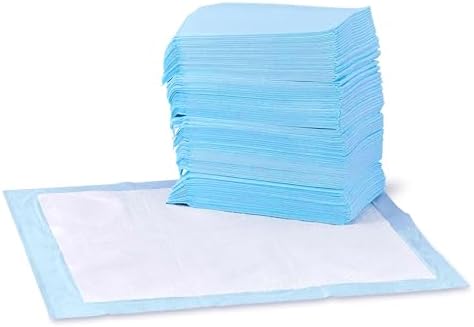 Amazon Basics Leak-Proof Dog and Puppy Potty Training Pee Pads with Quick-Dry 5-Layer Super Absorbent Design for Housebreaking, Regular Size 22x22", Blue & White, 150 Count by AmazonBasics