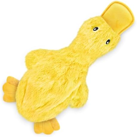 Best Pet Supplies Interactive Squeaky Dog Chew Toy, Ideal Dog Toys for Chewers, Small, Medium & Large Dogs, and Fetch Lovers - Crinkle Duck (White, Yellow & Green), Large - Image 3