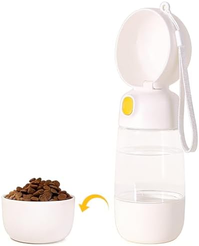 Portable Dog Water Bottle with Food Container 2 in 1(13.5oz White) by Unknown
