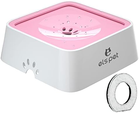 ELS PET Water Bowl for Cats & Dogs 2L, No Spill Slobber Stopper, Slow Drink by ELSPET