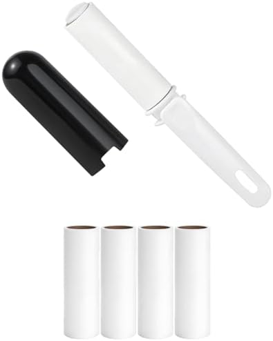 Travel Lint Roller for Clothes Mini Foldable Lint Roller with Cover and 4 Refills Total 150 Extra Sticky Sheets Travel Size Pet Hair Remover Roller (Black) by Unknown