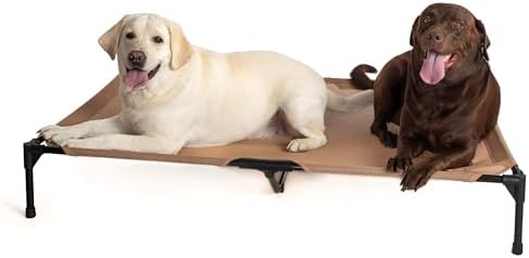 K&H Outdoor Elevated Dog Bed for X-Large & Giant Pets, Tan, Jumbo 56x38in by KHPetProducts