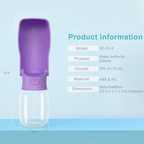 Portable Dog Small Animals Water Bottle for Walking 19 OZ or 12 OZ Pet Water Bottles for Puppy Medium Large Dogs Little Animals Water Dispenser Dog Small Animals Water Bowl - Image 5