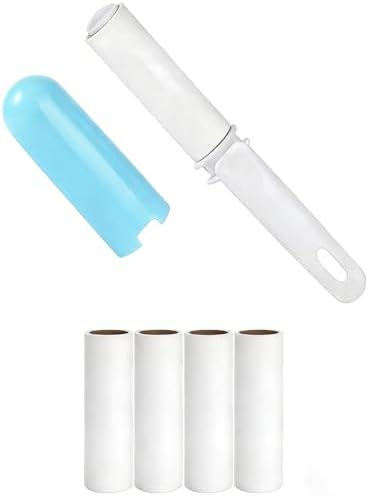Mini Lint Roller for Travel Purse Car Pocket Small Lint Roller for Clothes Pet Hair Remover Roller with Cover and 4 Refills Extra Sticky 150 Sheets Total (Blue) by Unknown