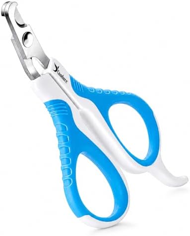 Candure Cat Nail Clipper Stainless Steel Cat Claw Trimmers for Rabbits, Guinea Pigs, Birds, Puppies, Kittens and Small Animals Pet Nail Clipper for Professional and Home Use 4" White & Blue by Candure
