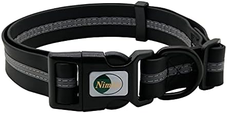 Nimble Reflective Waterproof Dog Collar Adjustable Odor Resistant Easy Clean Pet Collar for Small Medium Large Dogs Night Walking Outdoor Rainy Use (Medium (11.81”-18.5”inches), Black) by NIMBLE