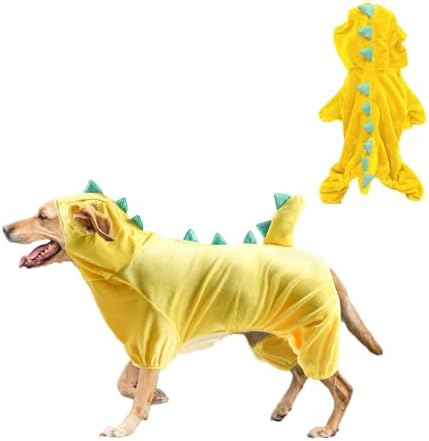 Hotumn Dinosaur Dog Halloween Costume Pet Dino Hoodie for Small Dogs (Large, Yellow) - Image 2