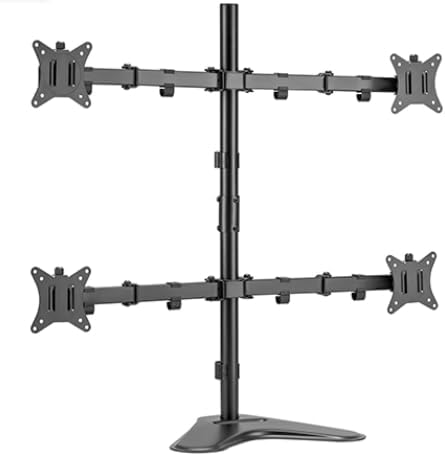 PUTORSEN Quad Monitor Stand for 4 Screens, 17-32", 19.8 lbs Each | Stacked 4-Screen Desk Mount with Full-Motion Arms, VESA 75/100, Tilt, Swivel & Rotation, Larger Base with Phone Slot, Black by PUTORSEN