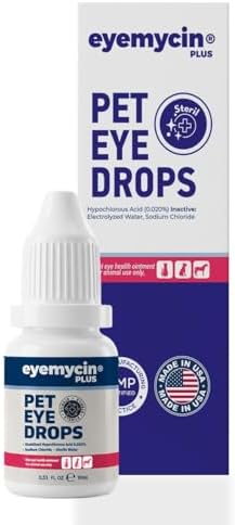 EYEMYCIN dog eye drops and cat eye drops , pet eye drop , Vet-Recommended Dog Eye Infection Treatment to Soothe Infection Allergy,Relieve Dry Eyes Pink Eyes, Pet Tear Stain Cleaner Horses (0,33 fl oz) by VETENIXANIMALHEALTHY