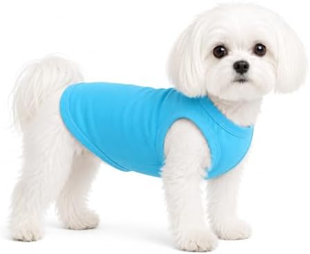 Pet Clothes Dog Clothing Blank T-Shirt Tanks Top Vests for Small Middle Large Size Dogs 100% Cotton Dog Summer Vest Classic (S, Lake-Blue) by lovelonglong
