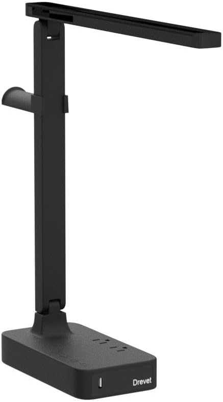 Drevet LED Desk Lamp with Headphone Stand, Desk Light with 1 USB Charging Port and 2 AC Power Outlet, 3 Lighting Modes, 3 Level Brightness,1H Timer, Memory Function, Eye-Caring Gaming Desk Lamp - Image 4