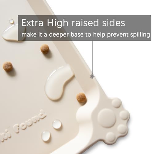 Hoki Found L Silicone Non Slip Pet Dog Cat Bowl Mats - Waterproof Dog Cat Food Mats for Carpet - PapayaWhip - Image 2