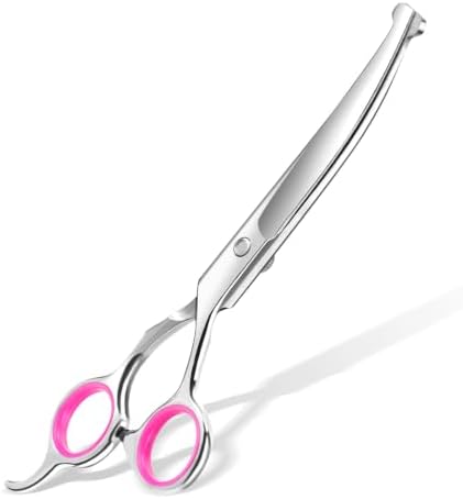 Curved Dog Grooming Scissors, 7.7 Inch Pet Grooming Shears, Pink by Unknown