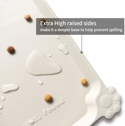 Hoki Found X-Large Silicone Non Slip Pet Food Mats - Tray for Dogs, Cats - Waterproof, Suitable for Carpet - Cream Brown - Image 2