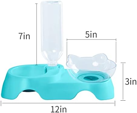 MILIFUN Double Dog Cat Bowls - Pets Water and Food Bowl Set, 15°Tilted Water and Food Bowl Set with Automatic Waterer Bottle for Small or Medium Size Dogs Cats - Image 6