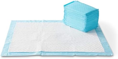 Amazon Basics X-Large Heavy Duty Absorbent Puppy Potty Pads, Leak-Proof, Quick-Dry, Super Absorbent Gel Technology for Dog Training, 28 x 34 Inches, Blue & White, Pack of 50 by AmazonBasics