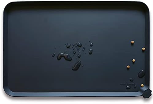 Hoki Found XX-Large Silicone Pet Food Mats - Non-Slip Dog & Cat Feeding Mats - Waterproof for Carpet - Black by Hoki+Found