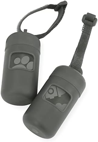 Best Pet Supplies Dog Poop Bag Holder Leash Attachment with Reusable Dispenser for Travel, Walking, Park, and Outdoor Use, Durable with Clip-On - Gray, Pack of 2, Plastic Dispenser w/30 Bags by BestPetSuppliesLLC