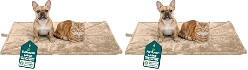 Furhaven ThermaNAP Self-Warming Cat Bed for Indoor Cats & Large/Medium Dogs, Washable & Reflects Body Heat - Quilted Faux Fur Reflective Bed Mat - Cream, Large (Pack of 2) by FurHaven