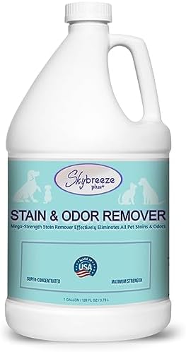 Pet Stain Odor eliminator - Super-concentrated Enzyme cleaner - Sky breeze plus - Extra Strong Odor and stain remover - Best Remover for Cat and Dog Pee All Purpose Cleaner and Deodorizer 1 gallon by GELEANhighqualityproduct
