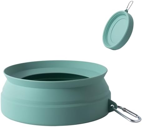 SLSON Spill Proof Dog Water Bowl for Cars,Collapsible No Splash Dog Travel Bowls Integrated Molding Portable Pet Bowl for Vehicle Road Trip Truck,RV,SUV,Boat Accessories (Morandi Green) by SLSON
