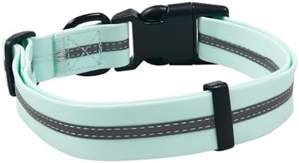 Nimble Reflective Waterproof Dog Collar Adjustable Odor Resistant Easy Clean Pet Collar for Small Medium Large Dogs Night Walking Outdoor Rainy Use (Light Blue, Small (9.45”-14.17”inches)) - Image 2