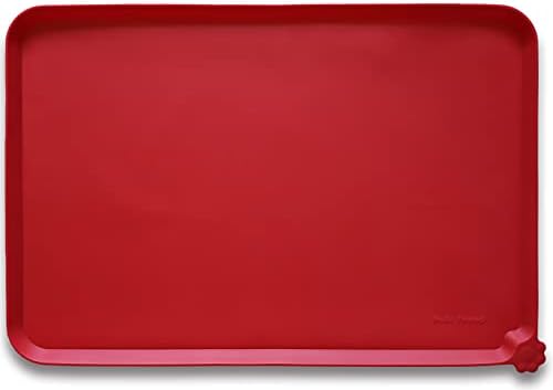 Hoki Found X-Large Silicone Non Slip Pet Feeding Mats - Waterproof Dog Cat Food Mats for Carpet - Classic Red by Hoki+Found