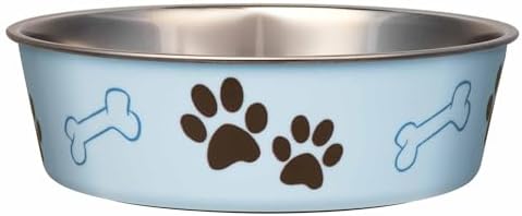 Loving Pets Bella Dog Bowls- Stainless Steel Dog & Cat Bowls - Spill Proof Dog Food Bowl, Cat Bowl, Puppy Essentials & Pet Supplies Great for Home & Travel (X-Large 65-100lbs, Murano Blue) by Loving+Pets