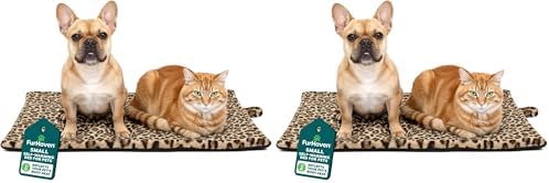 Furhaven ThermaNAP Self-Warming Cat Bed for Indoor Cats & Small Dogs, Washable & Reflects Body Heat - Quilted Faux Fur Reflective Bed Mat - Leopard, Small (Pack of 2) by FurHaven